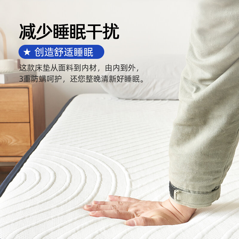 蓝色记忆棉盒子床垫 独立弹簧与压缩卷包技术下的超软睡眠革新